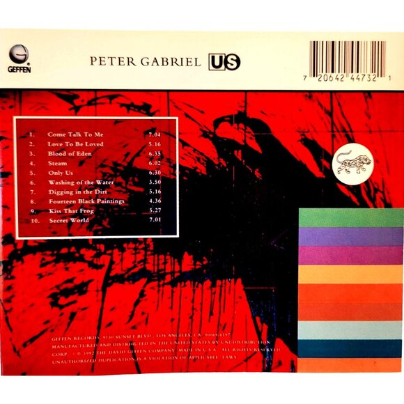 Peter Gabriel Us  CD - Classic Rock & Pop Music 1992 Geffen Records 37300cd - Picture 2 of 2